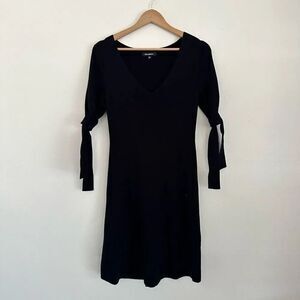 525 America Knit Sweater Black Bow Fit and Flare Mini Dress Size XS